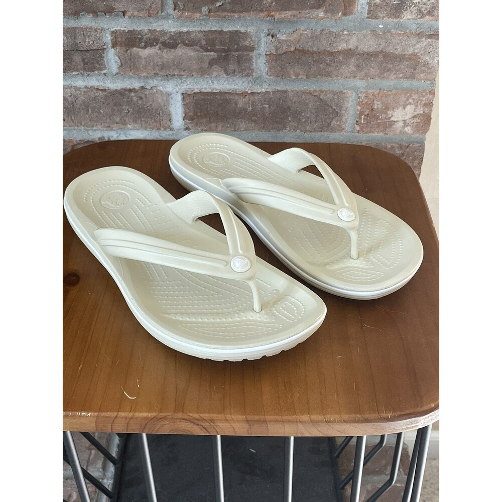 Crocs Crocband Flip Flop Men's Size 10 / Women's 12 Beige Thong Casual Sandals